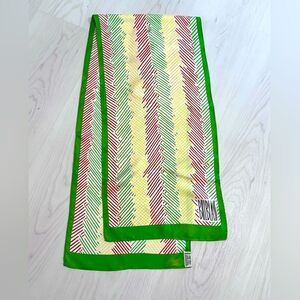 Vintage Bill Blass Green Red Yellow White silk scarf Japan